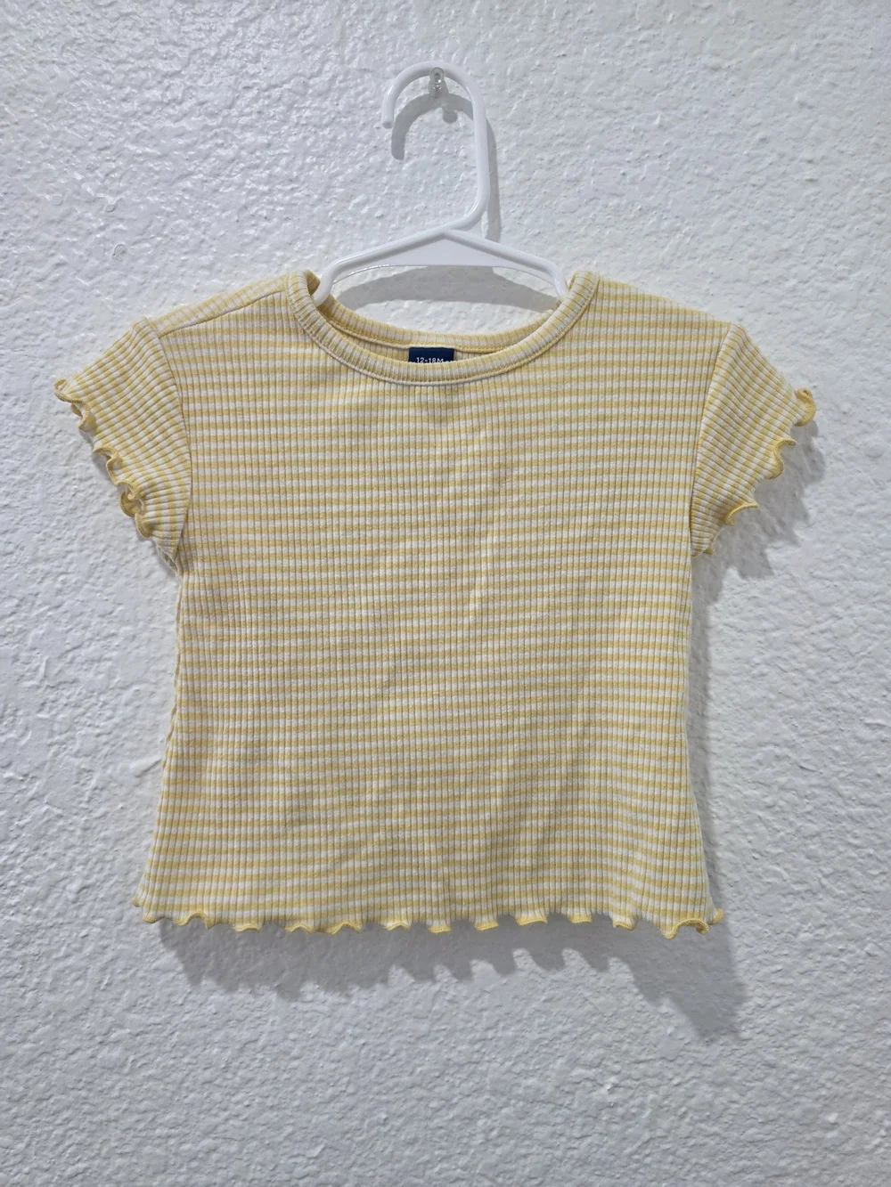 Old Navy Yellow Gingham Ruffle Edge Tee